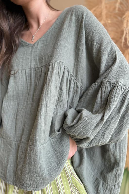 Suri Cushion Cotton Artist Smock Khaki /15=